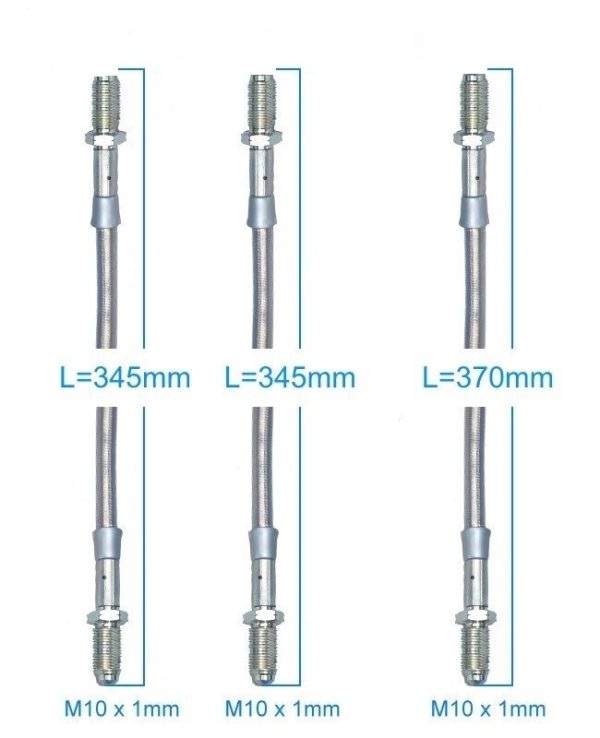 flexibles de frein capri , type aviation, inox, kit de 3 , M10